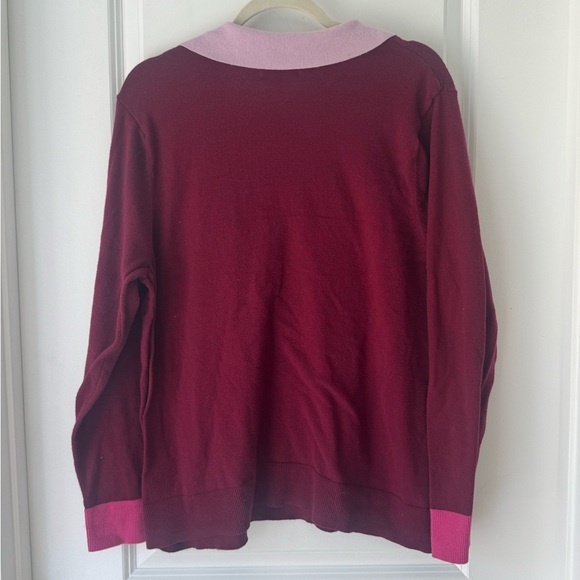 Croft & Barrow Collared Sweater XXL Oversized Rugby Knit Burgundy 3/$15 - Picture 3 of 9